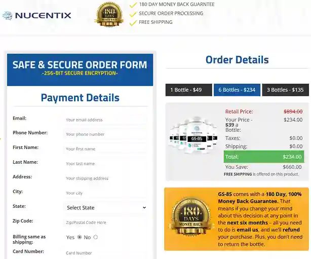 Nucentix GS-85 Order Page